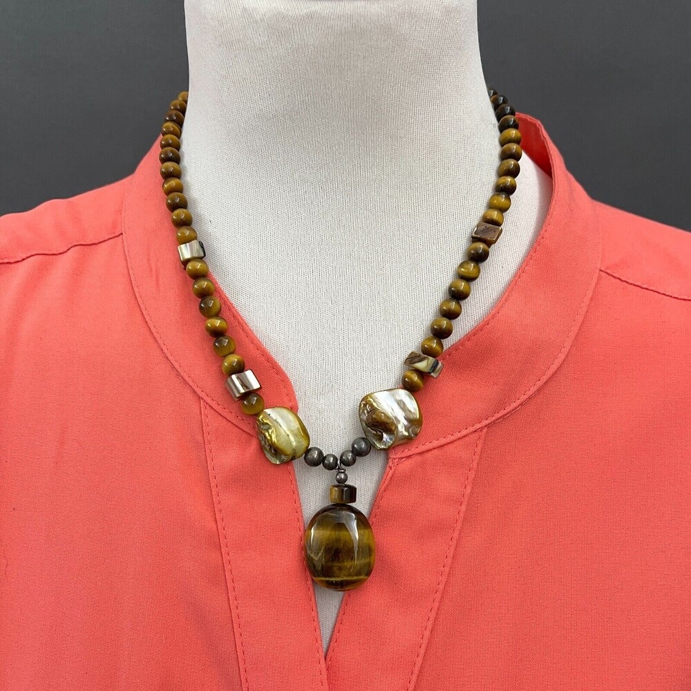 Tiger's‎ Eye Brown Beaded Beads Women's Fashion Necklace